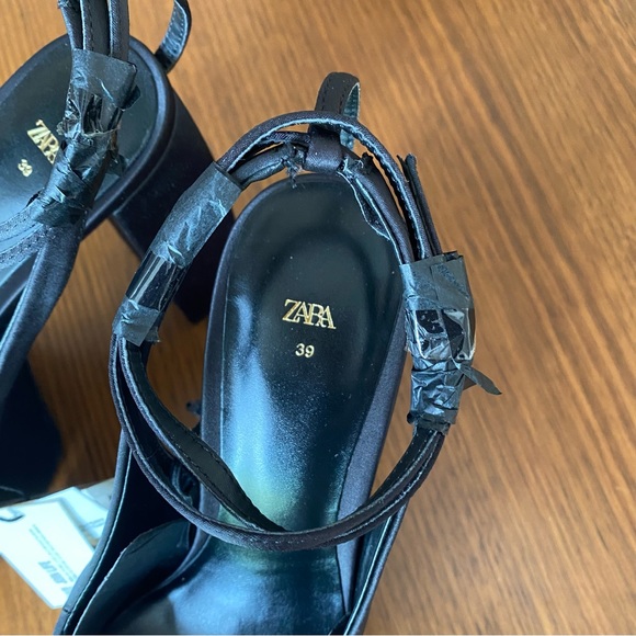 Zara chunky platform heels black satin - Picture 8 of 15